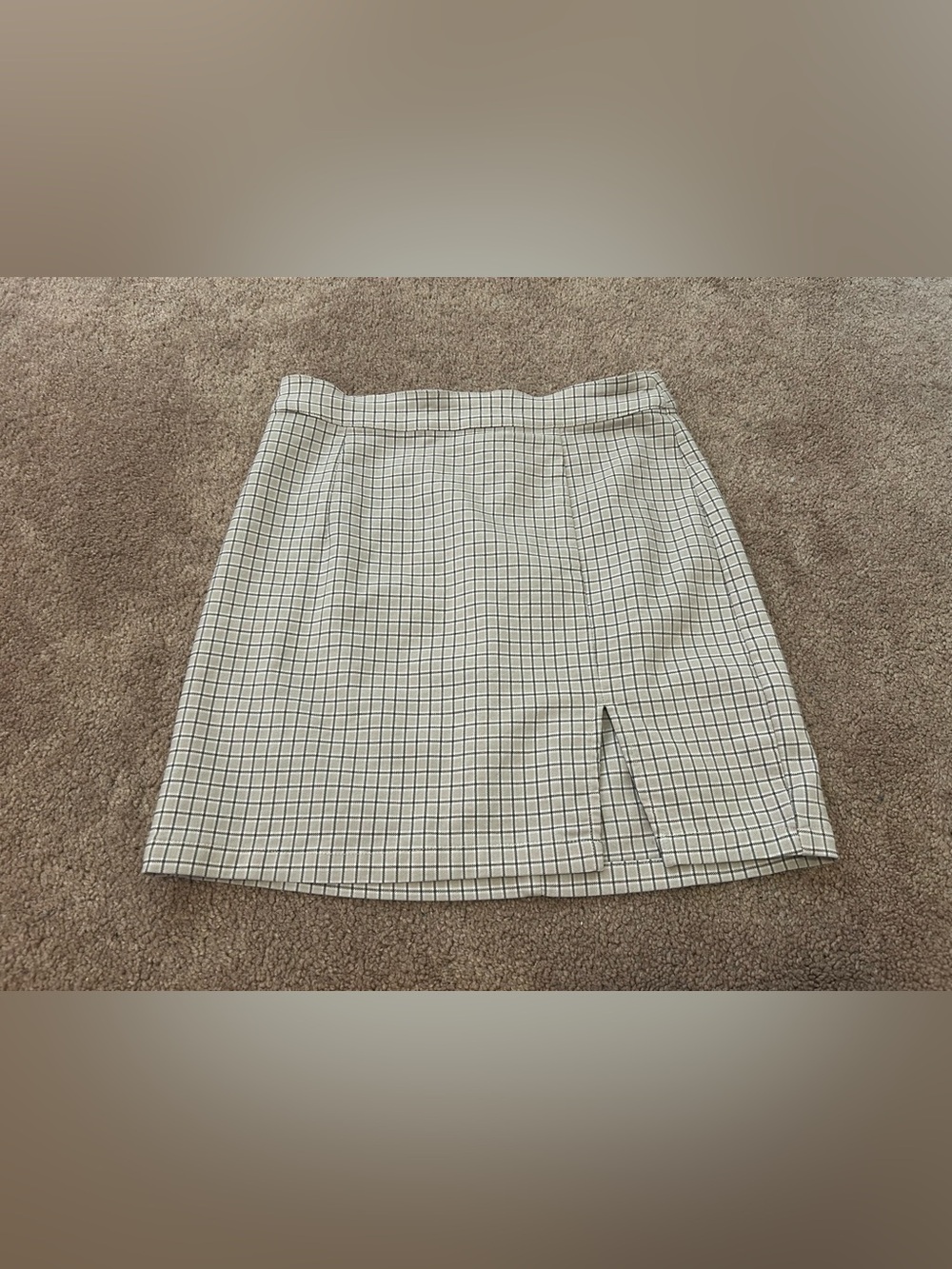 Garage Cream and Black Checked Mini Skirt